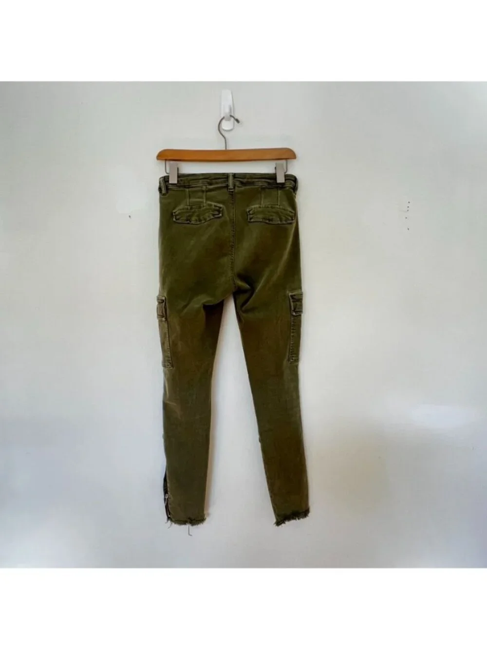 All Saints Womens Jeans Olive Green Military Distressed Indie Grunge Raw Hem - Picture 5 of 16